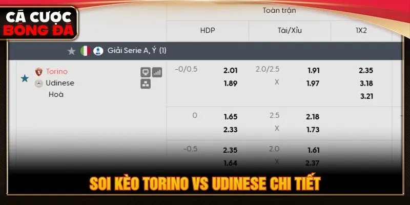 Soi kèo Torino vs Udinese chi tiết